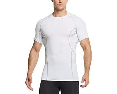 TSLA Men's Quick Dry Short Sleeve Compression Shirts